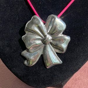 HUGE Vintage Sterling Silver Bow Pendant/Pin